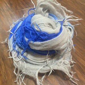 CHAN LUU BLUE DIP DYED SILK CASHMERE SCARF